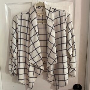 Sweet Wanderer White & Black Windowpane Cardigan
